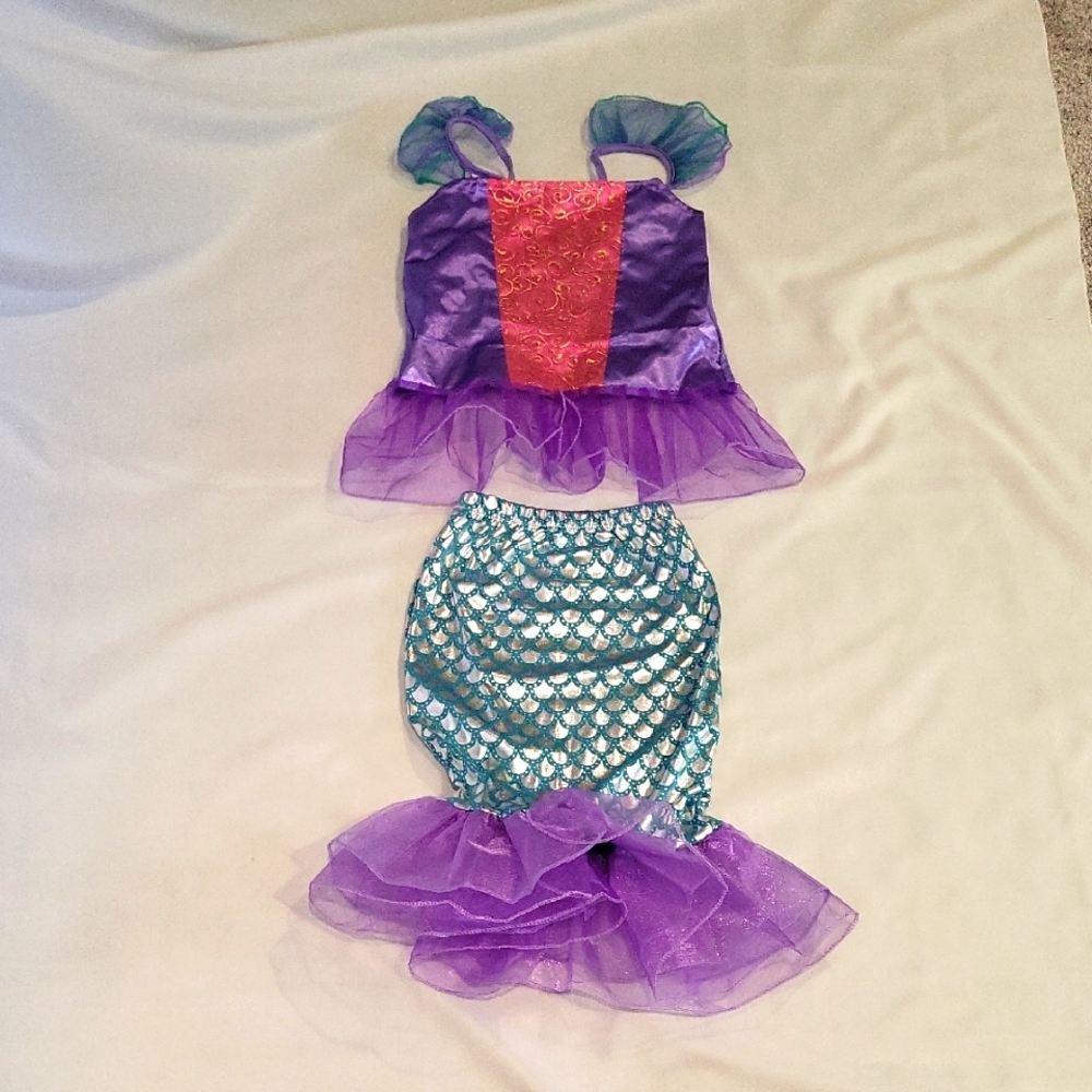 Mermaid Halloween Costume Dress Up Girls M 4-6yrs Purple Teal